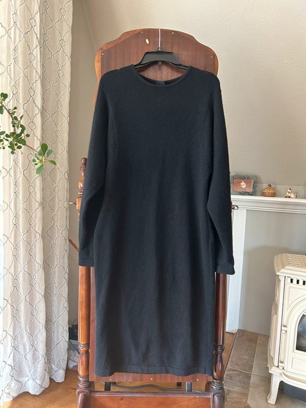 vintage Outlander Studio black knit sweater dress soft lambswool angora blend
